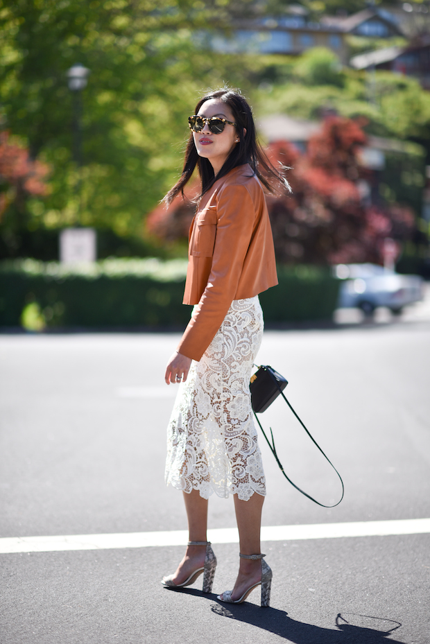 lace-skirt-leather-jacket